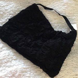 Black Ruched Look Hobo Hand Bag